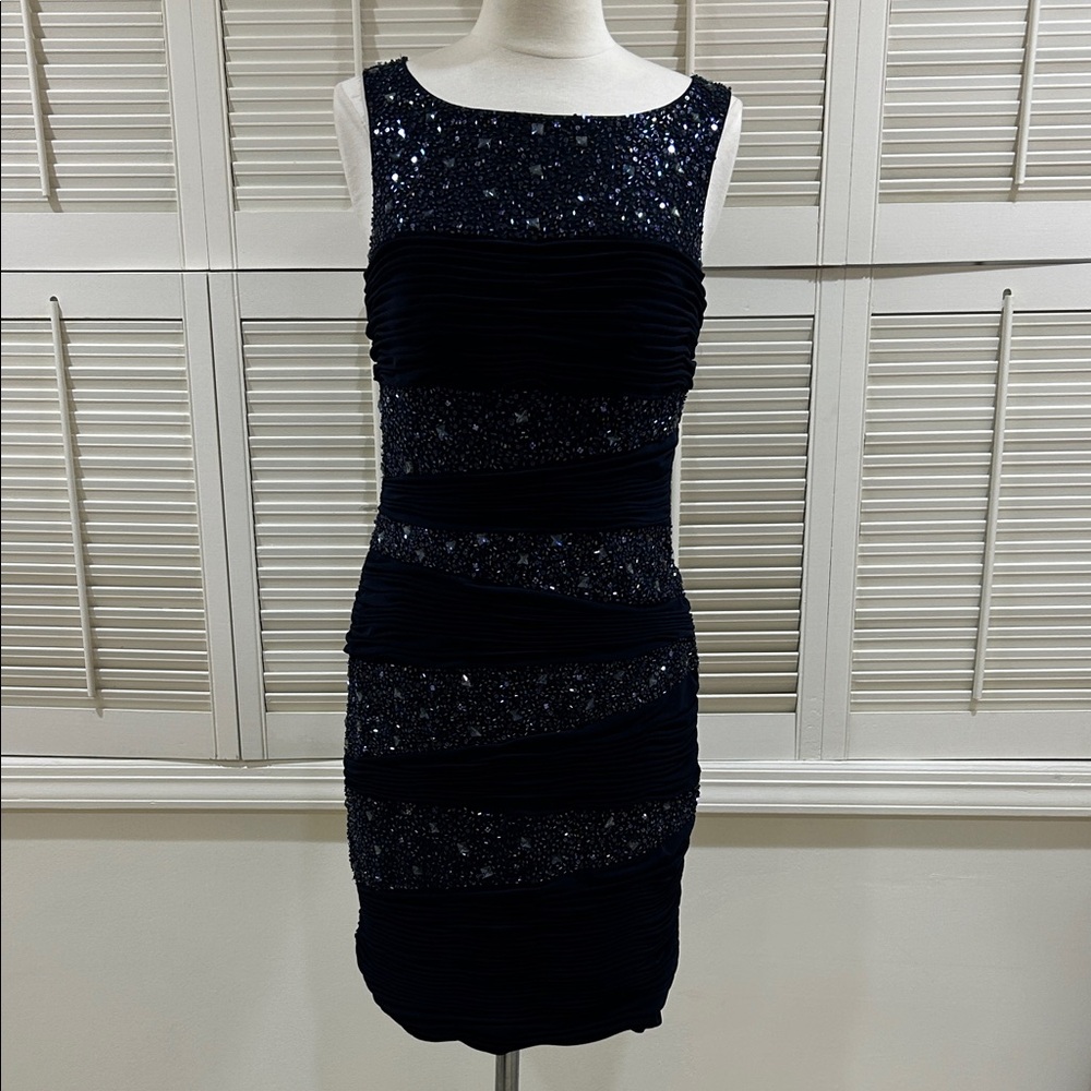 New JS Boutique Elegant Navy Sequin Dress